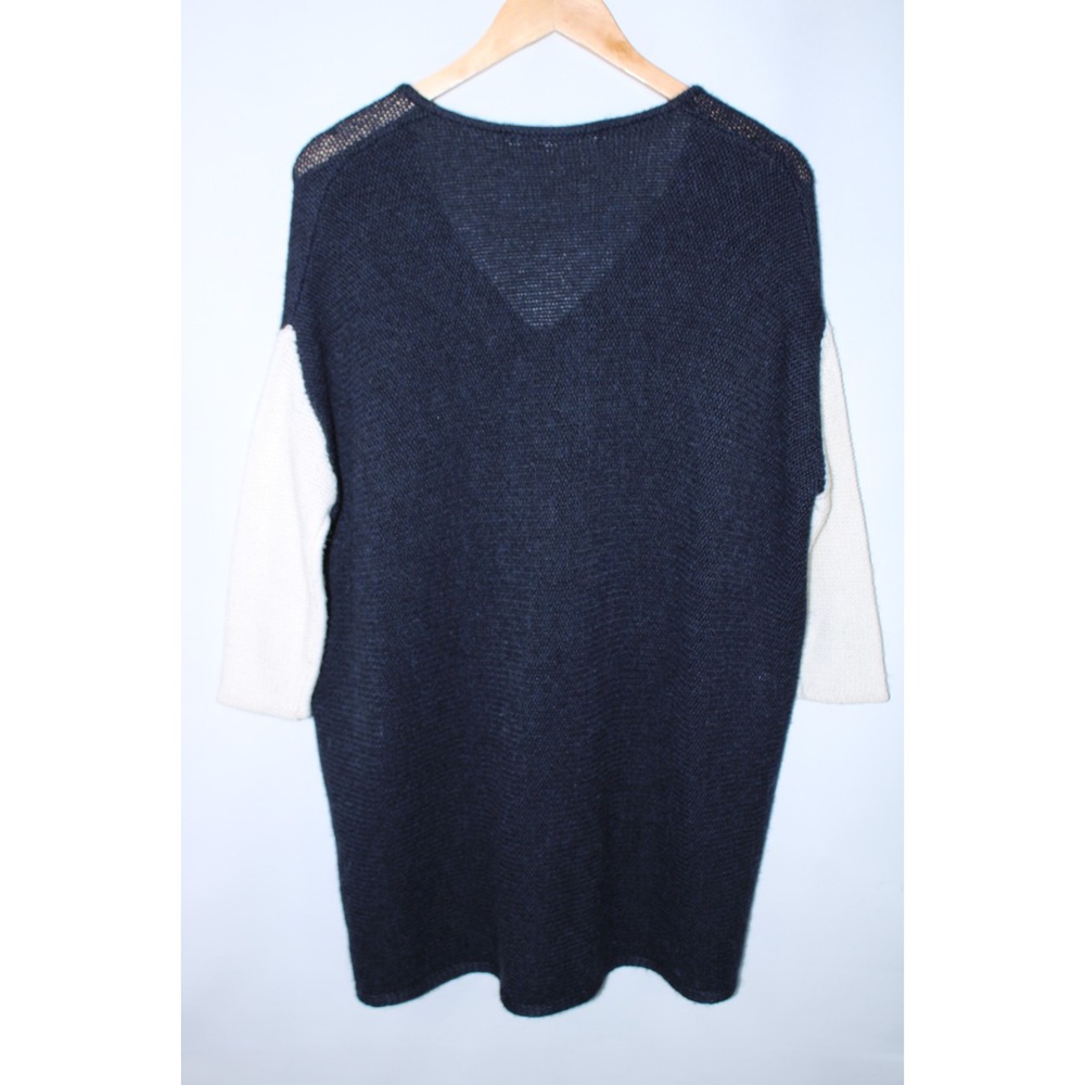Ulla Johnson Women's Navy Blue White V-Neck Sweater Size Small - Picture 8 of 9